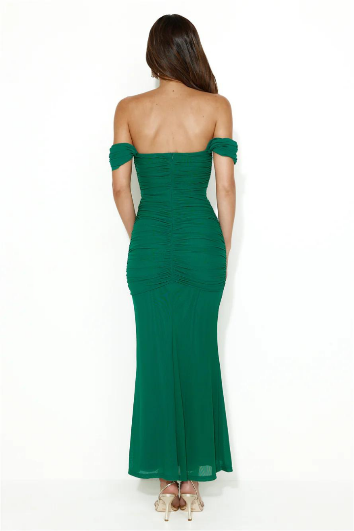 WILMA OFF-SHOULDER MAXI DRESS-GREEN - Green - M