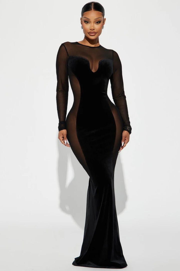 LENA GOWN MAXI DRESS - BLACK