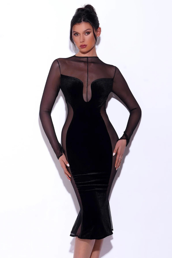 LENA GOWN MAXI DRESS - BLACK