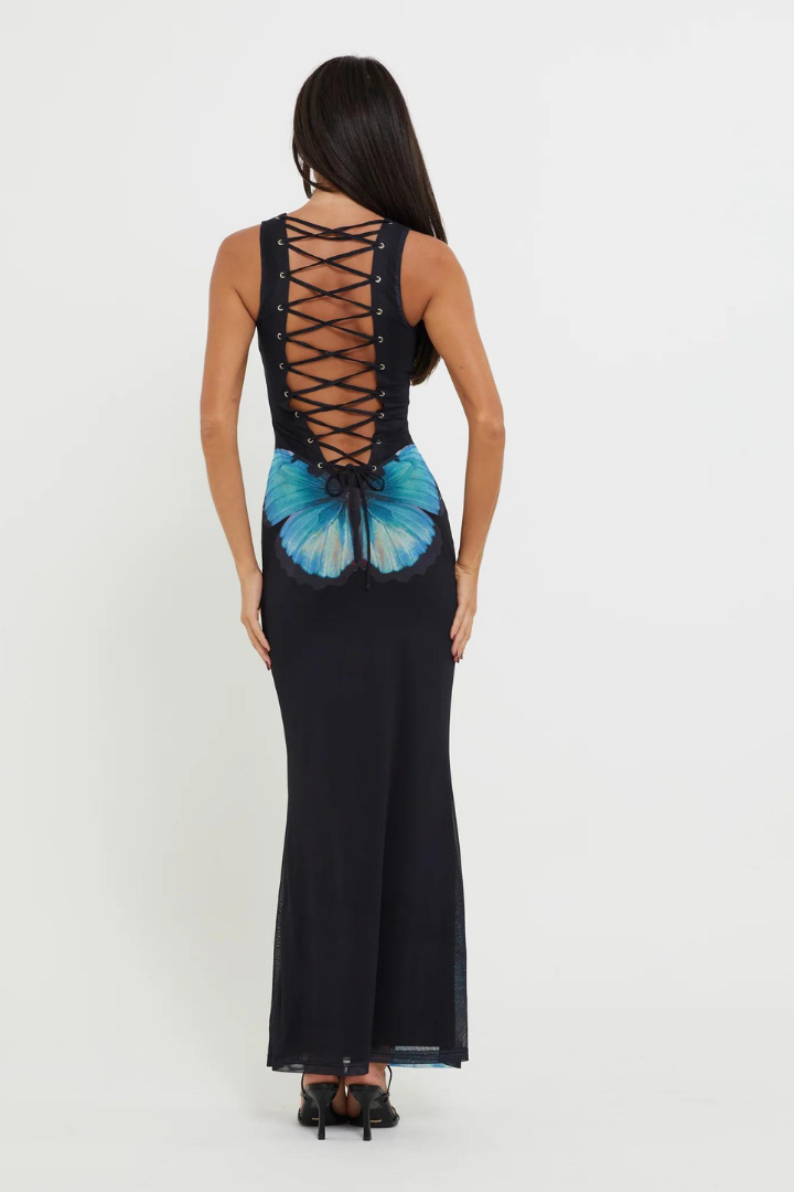 BELLA MAXI LACE DRESS - BLACK