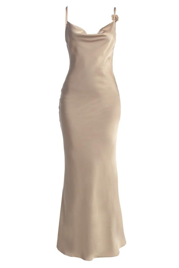 RUBY MAXI LONG DRESS - APRICOT