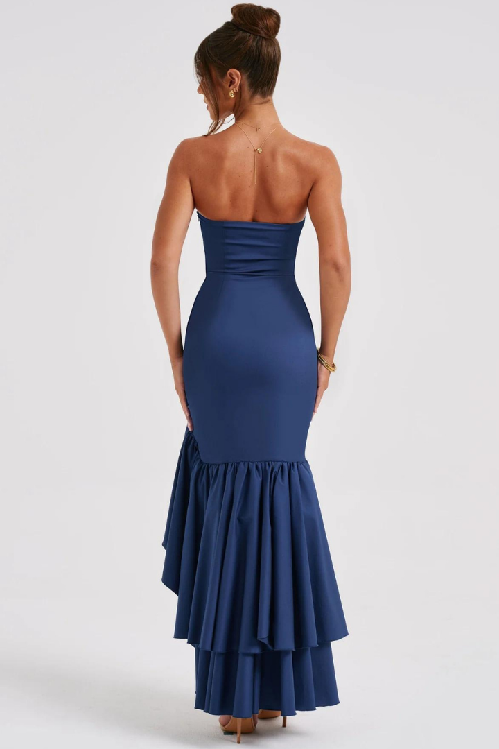 SILVIA STRAPLESS MAXI DRESS - BLUE