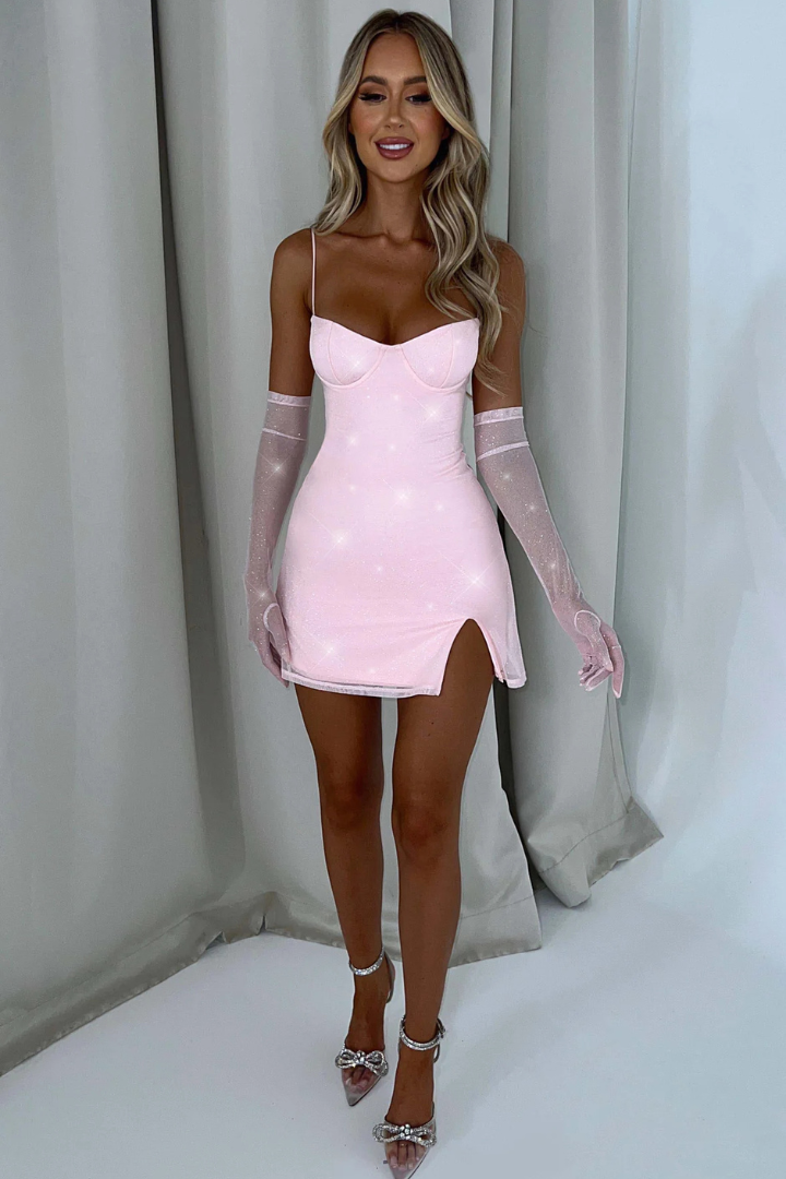AADYA MINI DRESS - PINK SPARKLE