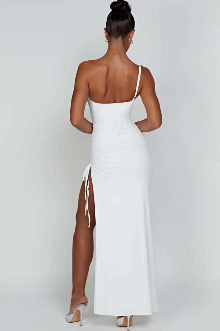 PAULA ONE SHOULDER MAXI DRESS - WHITE