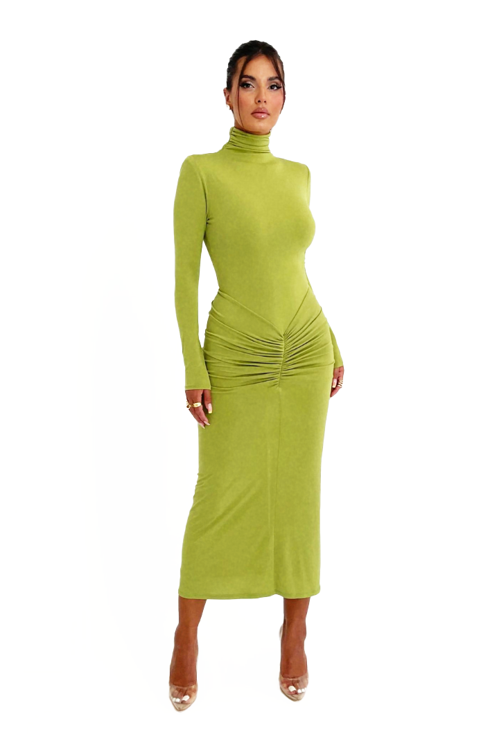 MAVIS LONG SLEEVE MAXI DRESS - GREEN