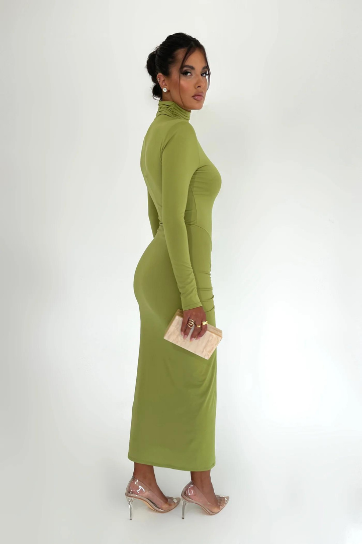 MAVIS LONG SLEEVE MAXI DRESS - GREEN