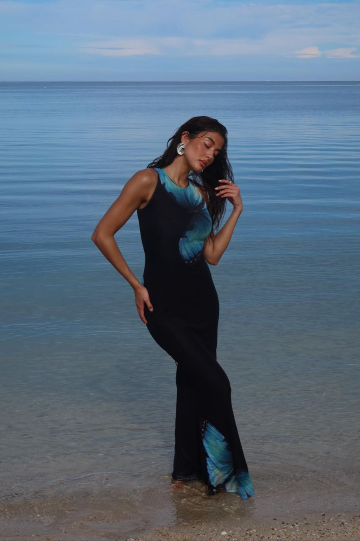 BELLA MAXI LACE DRESS - BLACK