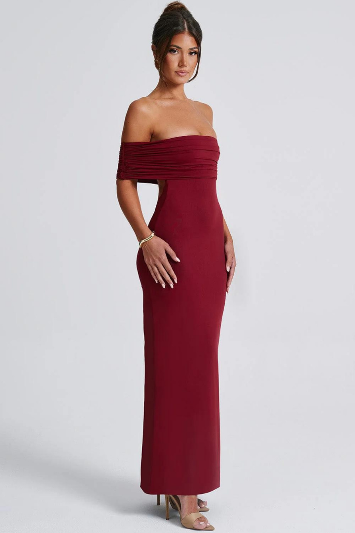 KARLA STRAPLESS MAXI DRESS - BURGUNDY