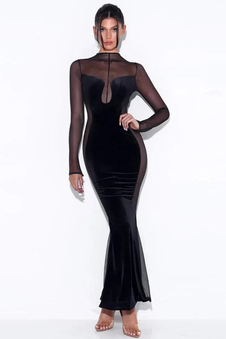 LENA GOWN MAXI DRESS - BLACK