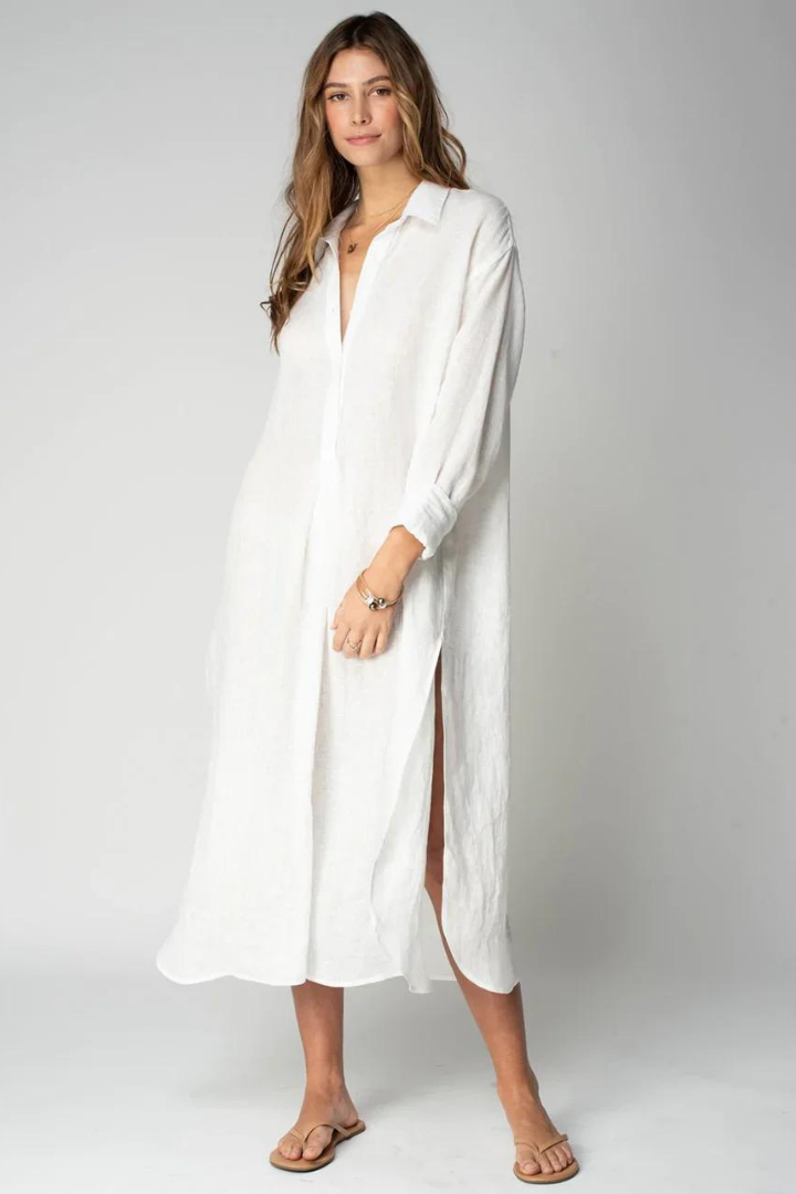 MARITZA LONG SLEEVE MAXI DRESS - WHITE