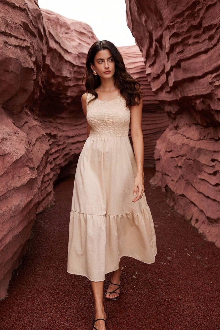 ROSALINE MAXI DRESS - BEIGE