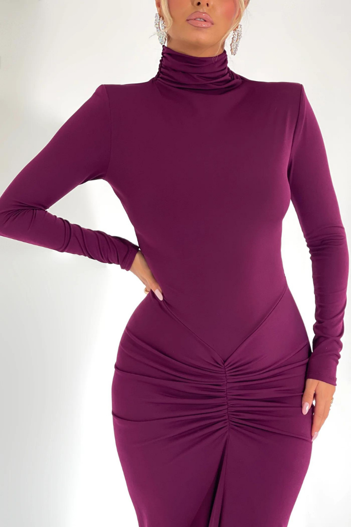 MAVIS LONG SLEEVE MAXI DRESS - PURPLE