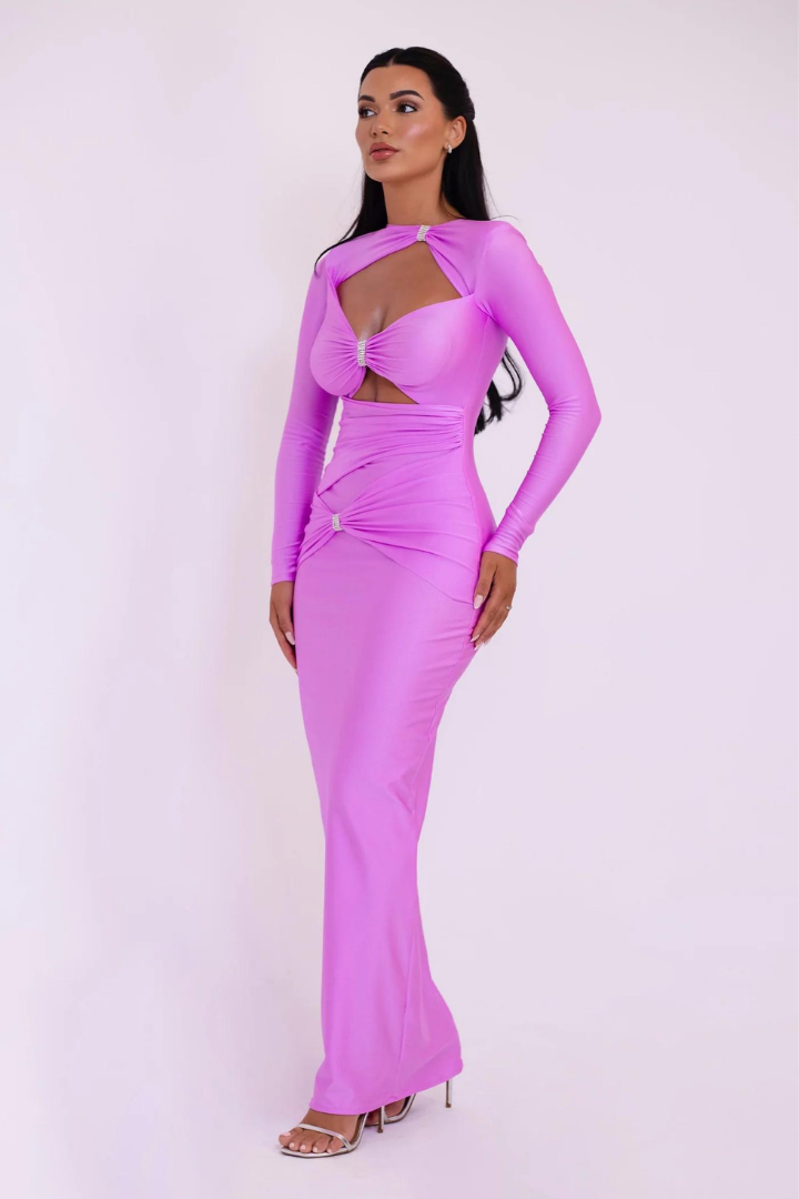 EMERSYN LONG SLEEVE MAXI DRESS - PINK