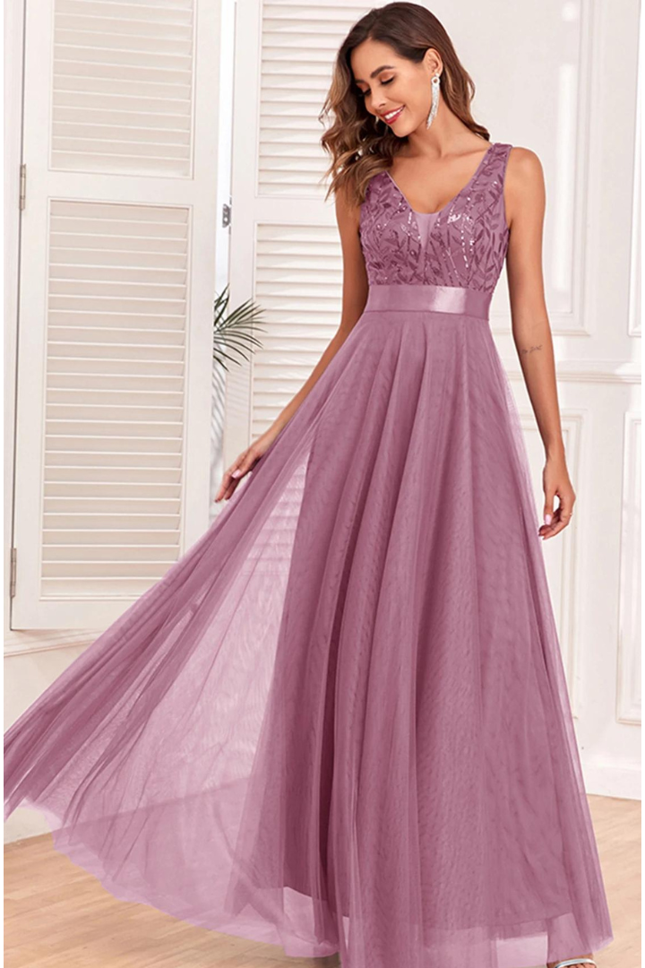 AGNÈS SEQUIN MAXI DRESS - PURPLE