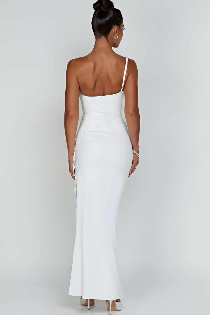 PAULA ONE SHOULDER MAXI DRESS - WHITE