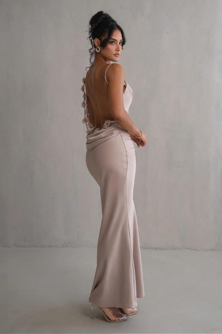 RUBY MAXI LONG DRESS - APRICOT