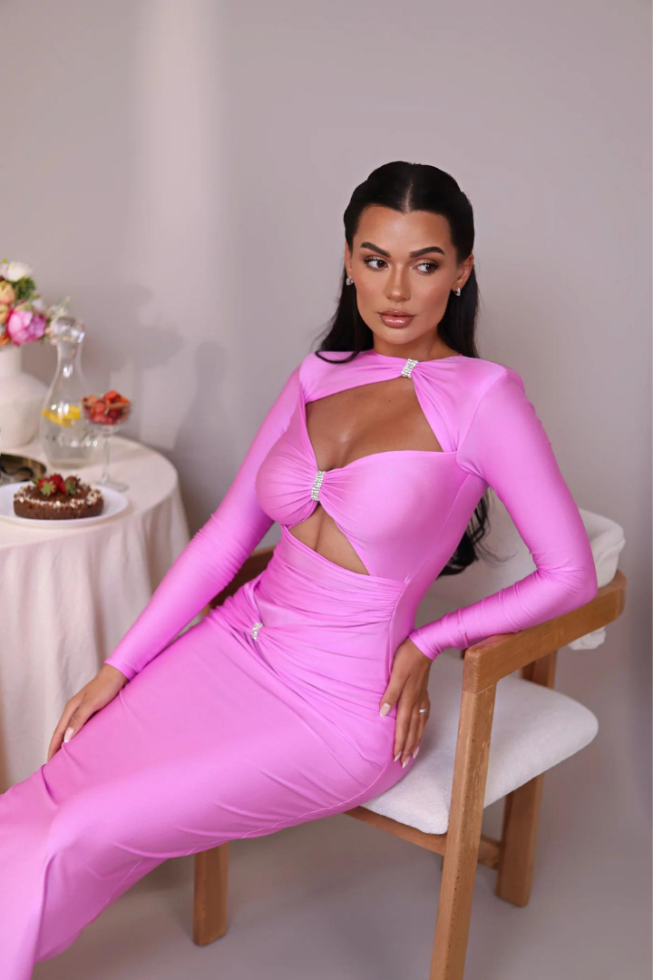 EMERSYN LONG SLEEVE MAXI DRESS - PINK