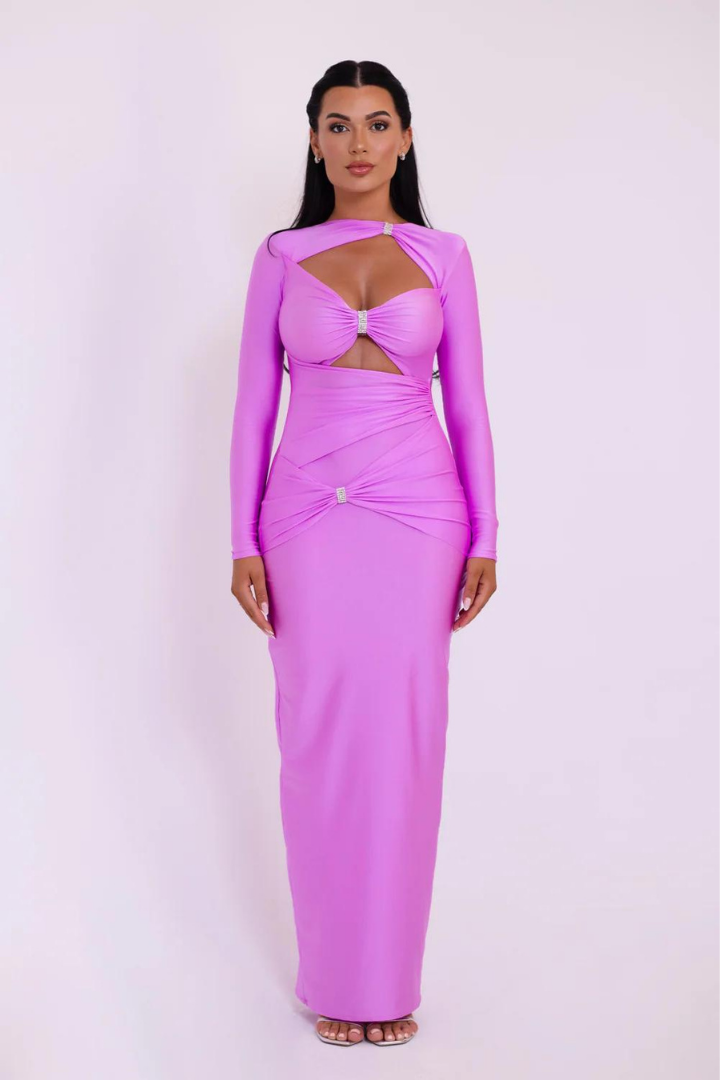 EMERSYN LONG SLEEVE MAXI DRESS - PINK