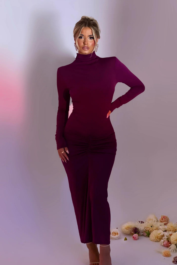 MAVIS LONG SLEEVE MAXI DRESS - PURPLE