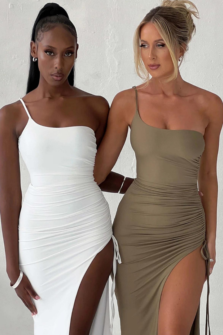 PAULA ONE SHOULDER MAXI DRESS - WHITE