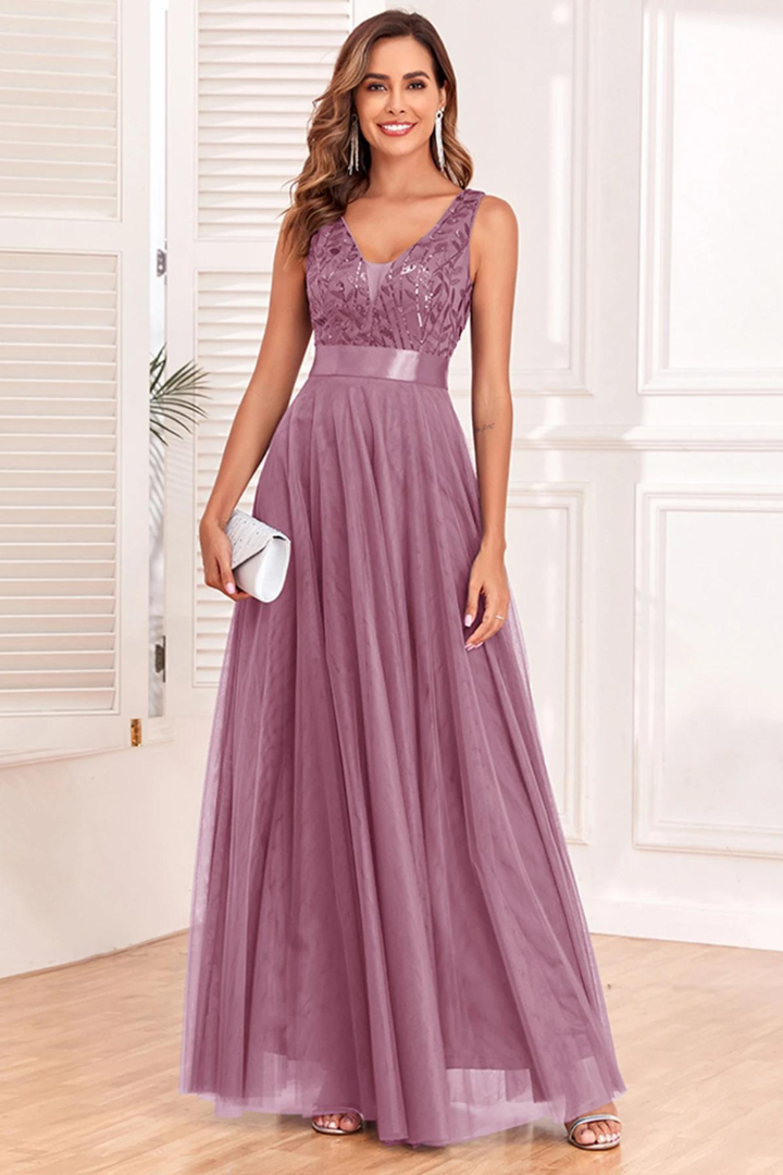 AGNÈS SEQUIN MAXI DRESS - PURPLE
