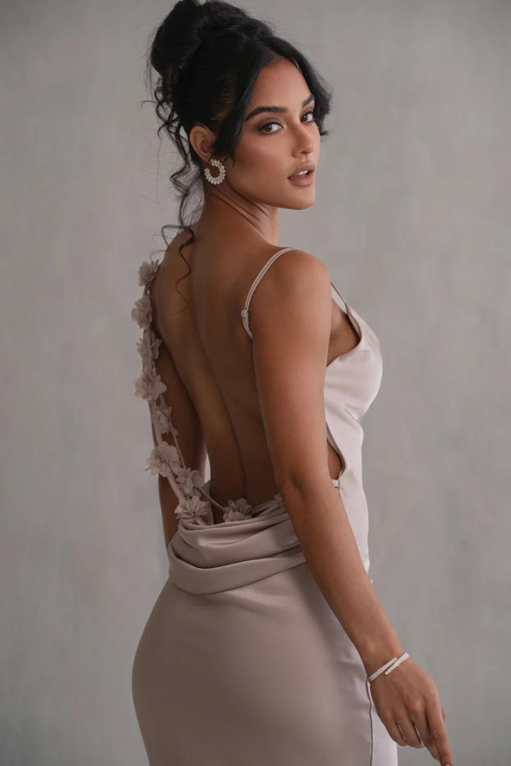 RUBY MAXI LONG DRESS - APRICOT