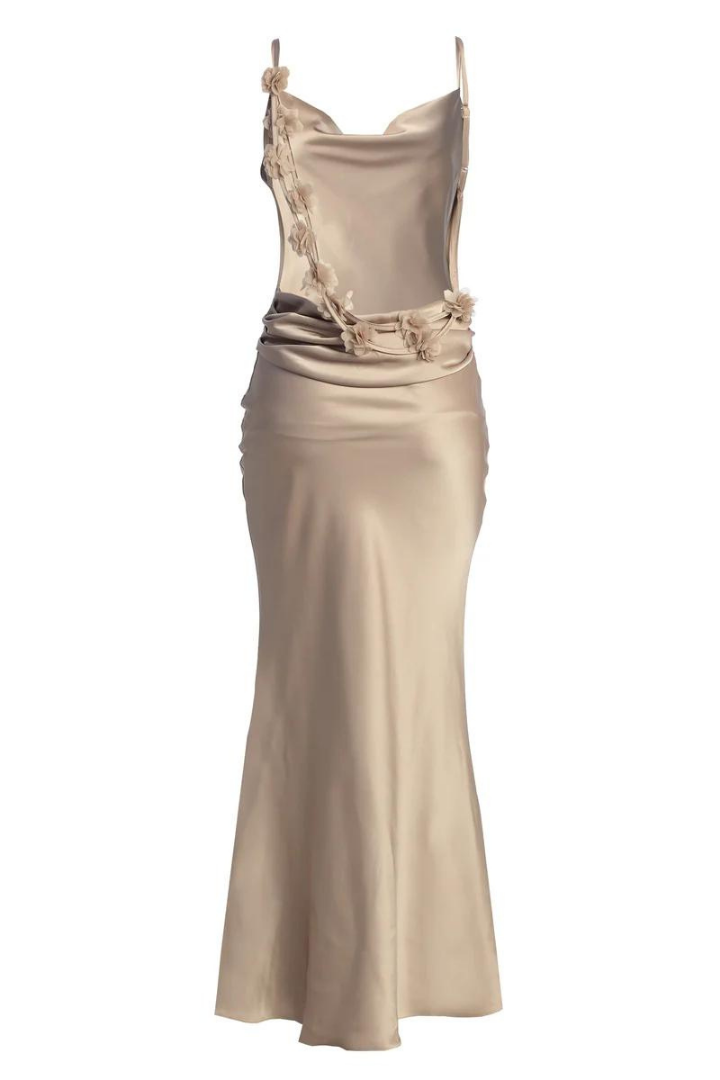 RUBY MAXI LONG DRESS - APRICOT