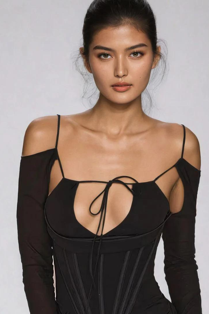 JADE LONG SLEEVE DRESS - BLACK