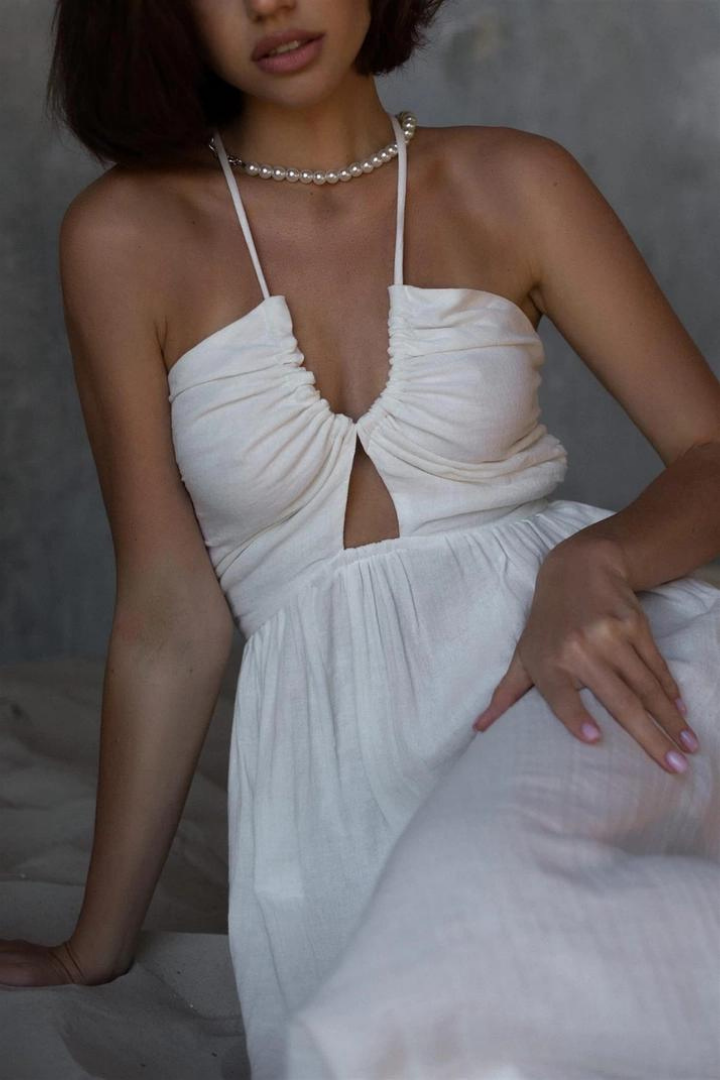 SOPHIE WARP MIDI DRESS - BEIGE