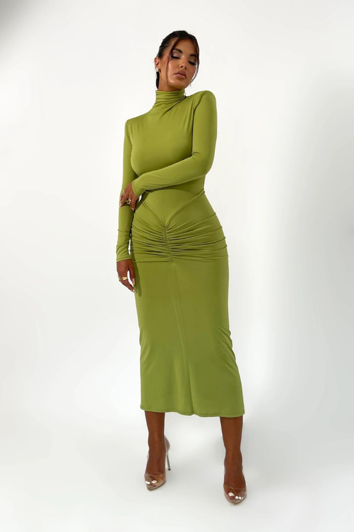 MAVIS LONG SLEEVE MAXI DRESS - GREEN