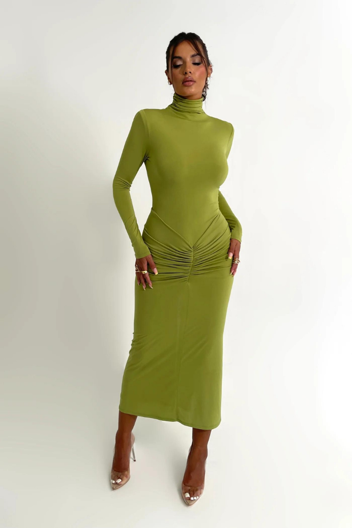 MAVIS LONG SLEEVE MAXI DRESS - GREEN