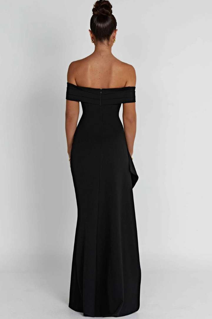 SAMANTHE OFF-SHOULDER MAXI DRESS - BLACK