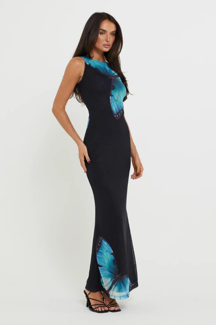BELLA MAXI LACE DRESS - BLACK