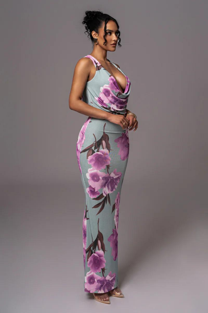 NORA SLEEVELESS MAXI DRESS - BLUE FLORAL