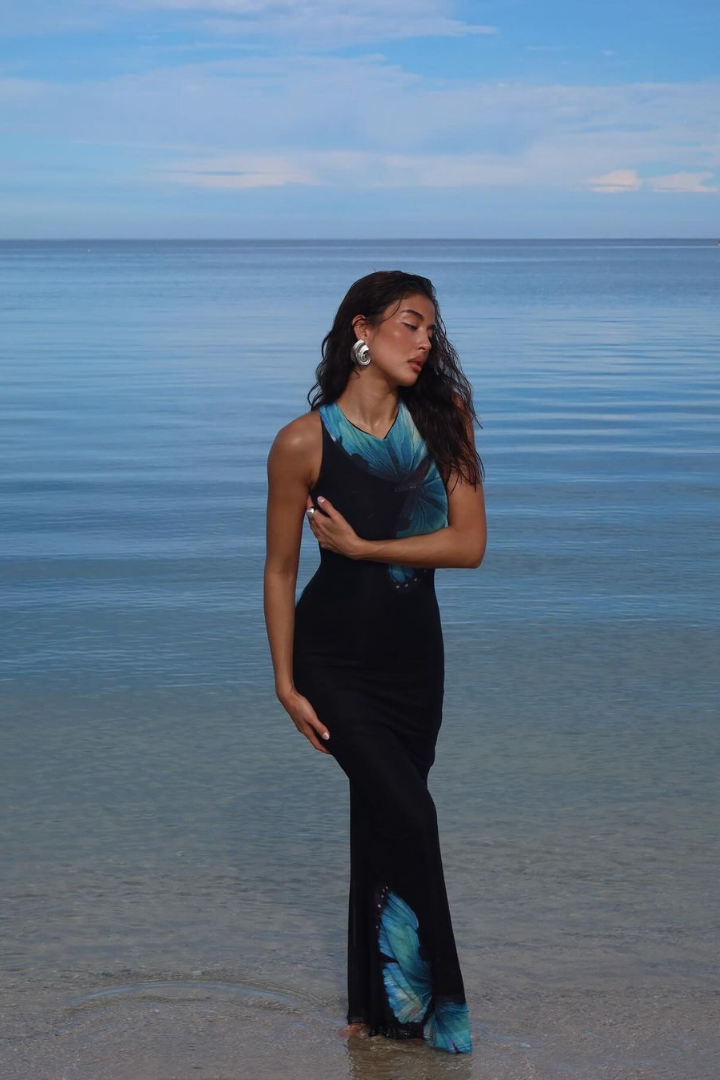 BELLA MAXI LACE DRESS - BLACK