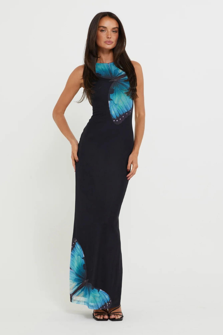 BELLA MAXI LACE DRESS - BLACK