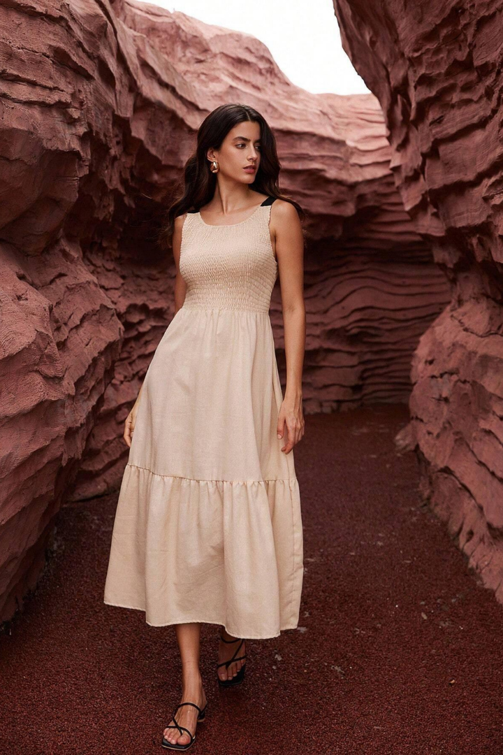 ROSALINE MAXI DRESS - BEIGE