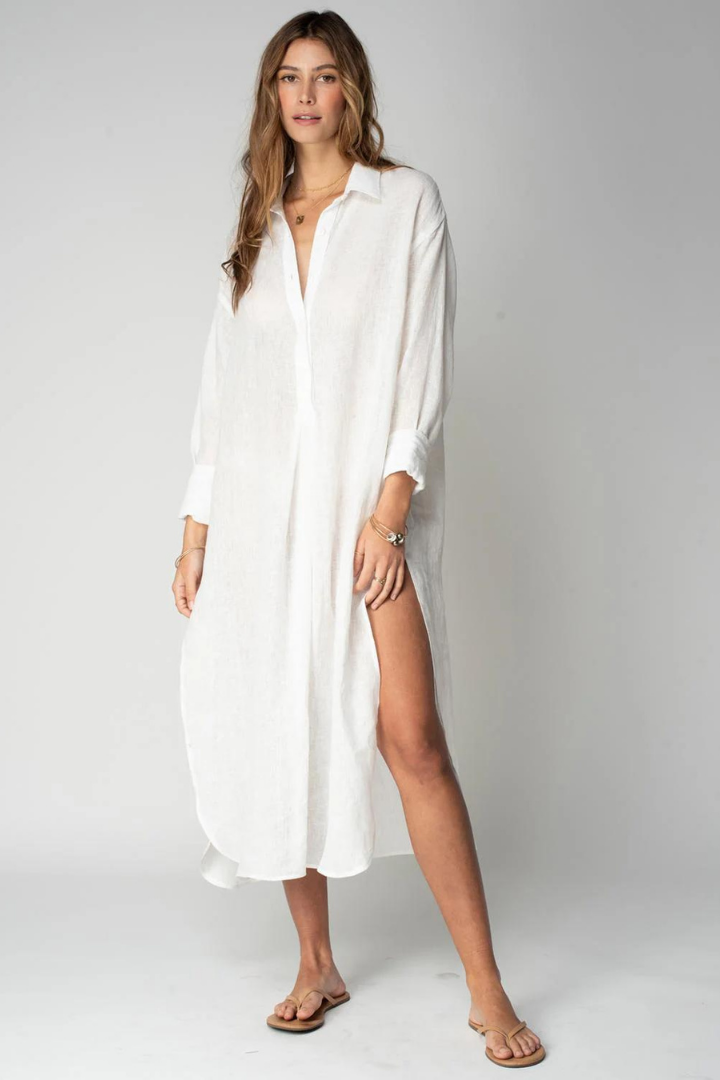 MARITZA LONG SLEEVE MAXI DRESS - WHITE
