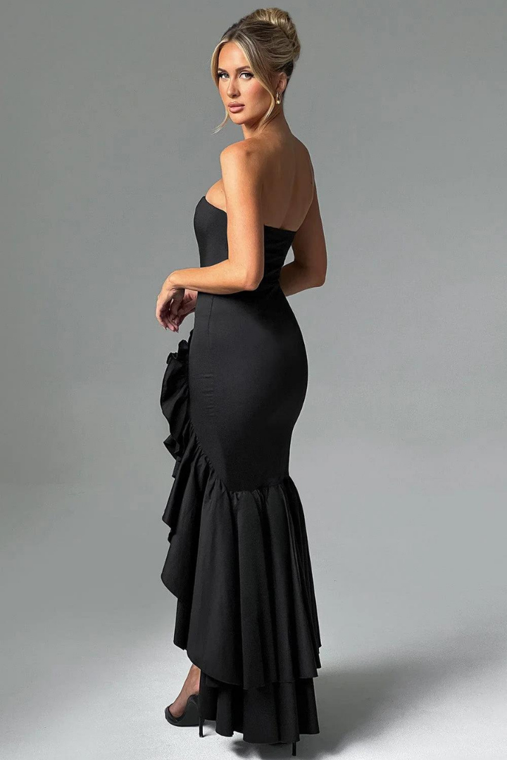 SILVIA STRAPLESS MAXI DRESS - BLACK