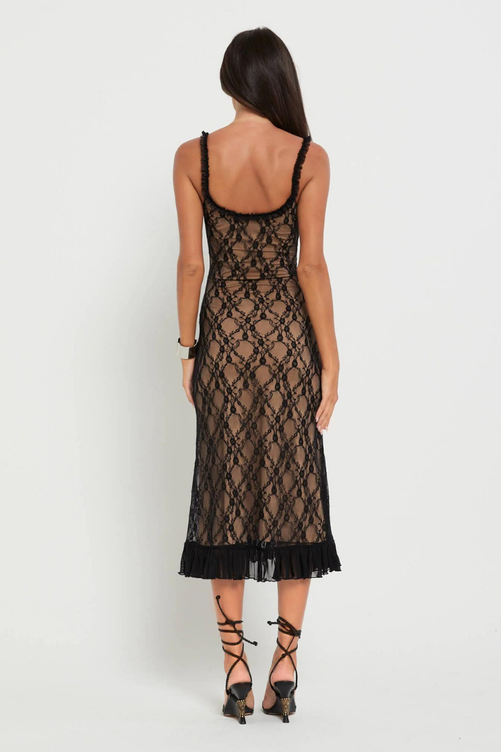 MALIHA LACE MAXI DRESS - BLACK