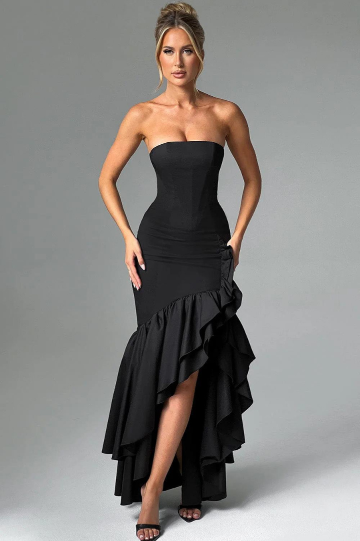 SILVIA STRAPLESS MAXI DRESS - BLACK