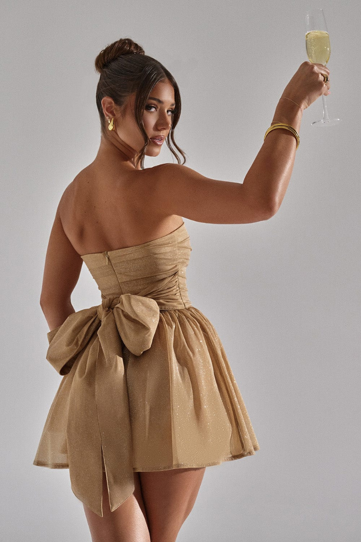 LEONA STRAPLESS MINI DRESS - KHAKI
