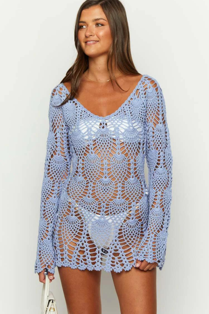 NATALIA MINI KNIT DRESS - SKAY BLUE