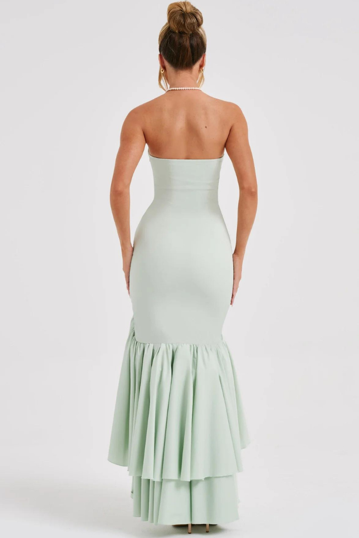 SILVIA STRAPLESS MAXI DRESS - CYAN