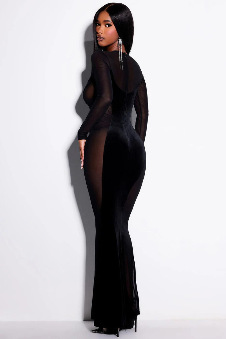 LENA GOWN MAXI DRESS - BLACK