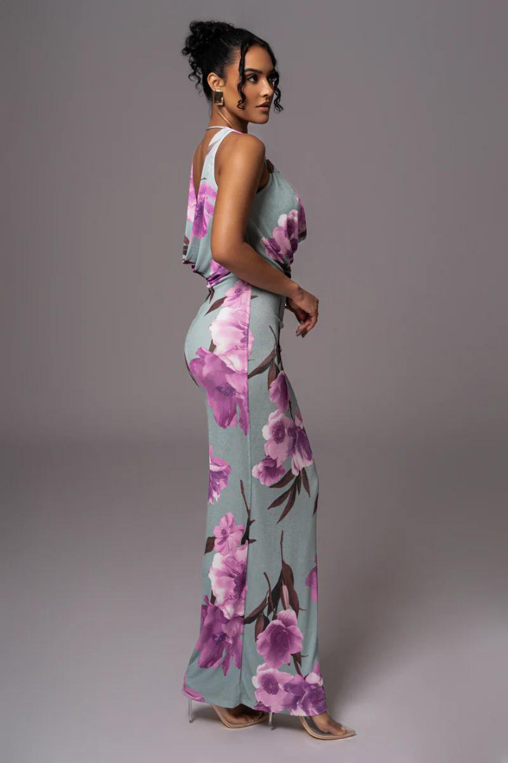 NORA SLEEVELESS MAXI DRESS - BLUE FLORAL