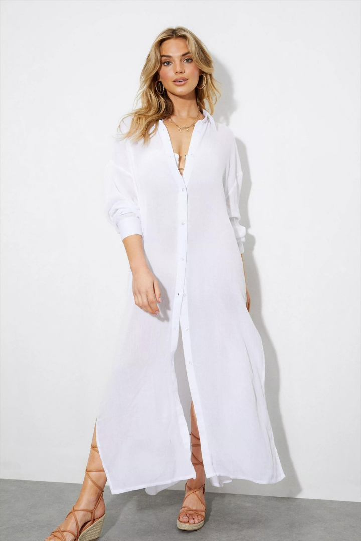 MARITZA LONG SLEEVE MAXI DRESS - WHITE