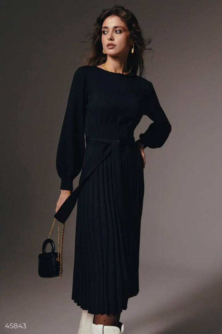 CLAUDIA MIDI KNIT DRESS - BLACK