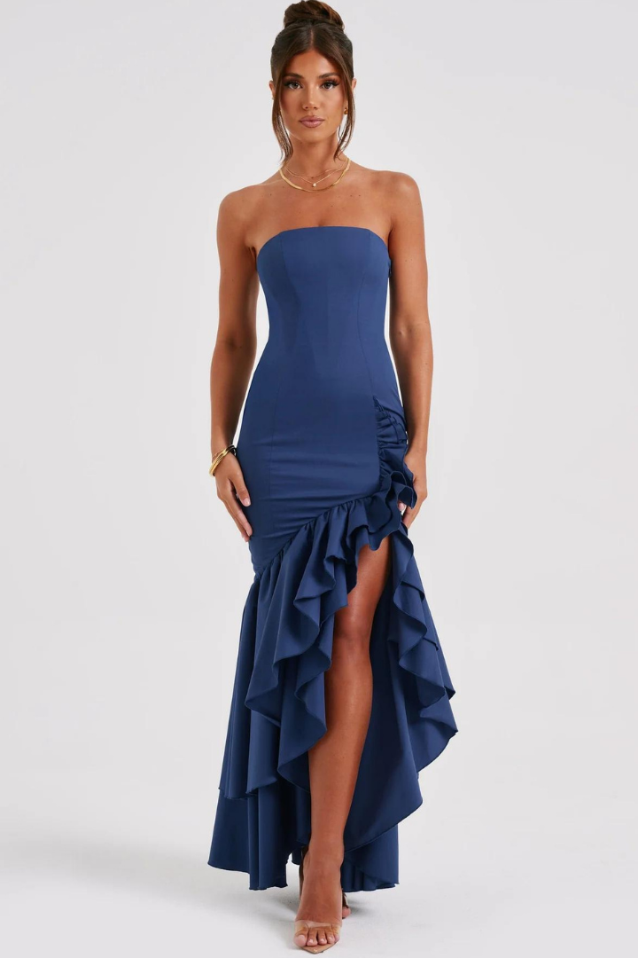 SILVIA STRAPLESS MAXI DRESS - BLUE