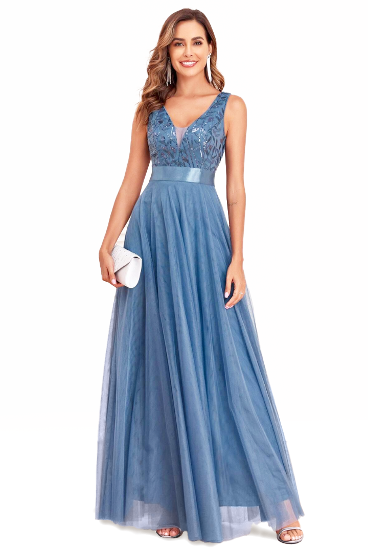 AGNÈS SEQUIN MAXI DRESS - BLUE